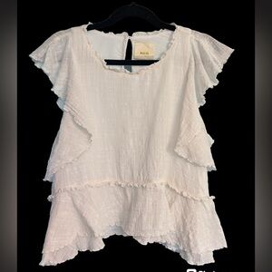EUC Maeve Anthropologie Ruffle Peasant Cotton Top Medium